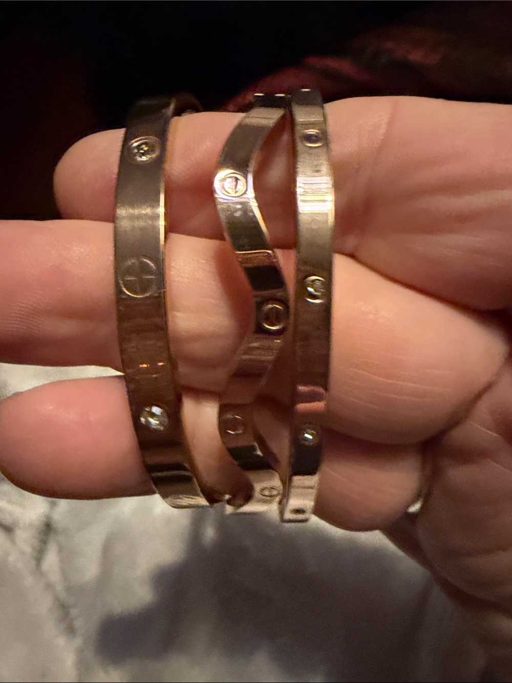 Classic Rose Gold Screw Accent Bangle Bracelet - Women Jewelry
